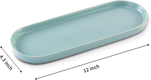 Simple Style Ceramic Sink Tray - Blue Bathroom and Kitchen Cosmetics Dish, Candle and Perfume Tray