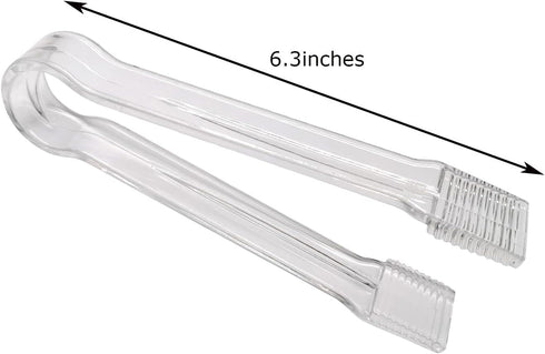 8 Pcs Clear Plastic Buffet Serving Tongs, Small 6.3 Inch Ice Tongs for Tea, Coffee, Party Catering, Appetizers, Salad,