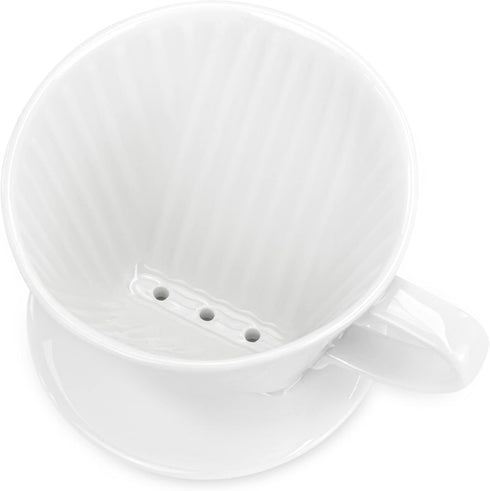 Pour Over Ceramic Coffee Dripper with 3 Holes Flat Bottom, Porcelain Slow Filter Cone for Home, Travel, Camping