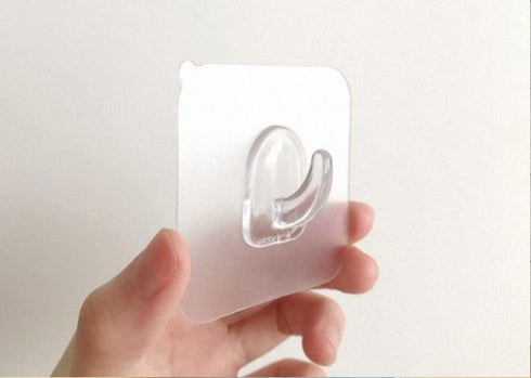 FIGO 10 Packs 15lb Seamless Small Wall Hooks, Adhesive Transparent Hooks for Drill-Free Walls