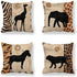 VENUSL Set of 4 Decorative Throw Pillow Covers, African Animals Giraffe, Elephant, Horse, Leopard, 18x18 Inch