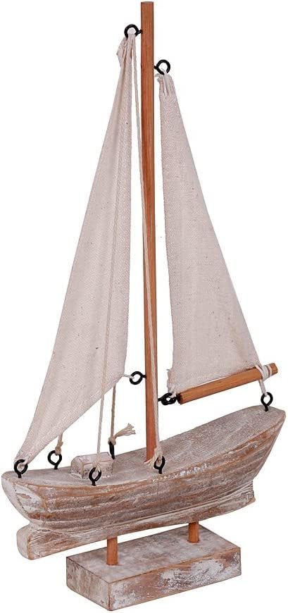 Sailboat 10.75" Linfevisi Wooden Decorations Nautical Sail Boats Model Decoration Beach Coastal Ocean Themed Home Decor