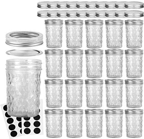 8OZ, 8 OZ 20 Pack,Extra 20 VERONES Mason Jars Canning Jars Jelly Jars with Regular Lids and Bands, Ideal for Jam