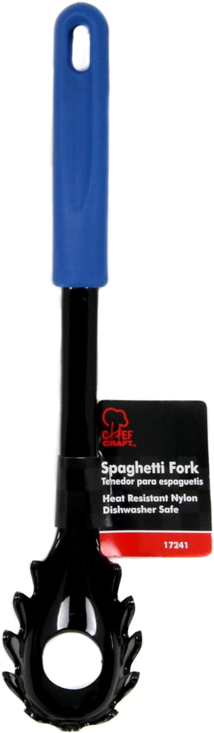 Chef Craft Basic Nylon Pasta/Spaghetti Fork - 11.5 inch, Blue/Black