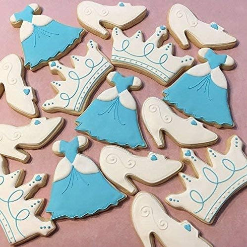 Princess Cookie Cutters Set, 3-Pc Made in USA by Ann Clark, Crown, Glass Slipper, Dress