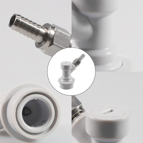 PERA Corny Keg Ball Lock Gas Disconnect MFL 1/4 with 5/16 Swivel Nuts & 2 Free Worm Clamps for Homebrewing