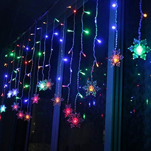 MBVBN Lights,19ft/6M 96 8 LED Curtain LED Snowflake Curtain String Lights Plug-in Window Curtain Lights with Modes