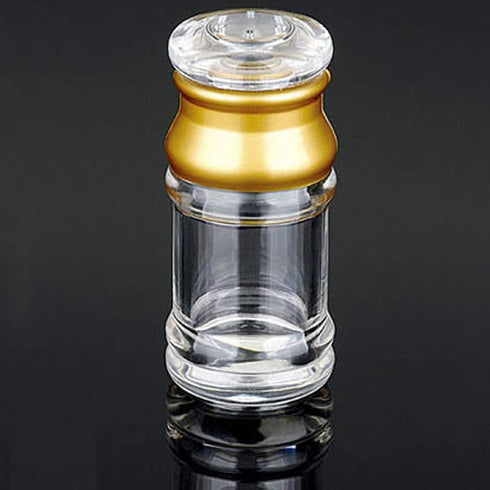 Acrylic Condiment Salt Pepper Chili Powder Shaker - Cruet Bottle with Nine-Hole Cover, Gold & Clear, F5xH9.4cm