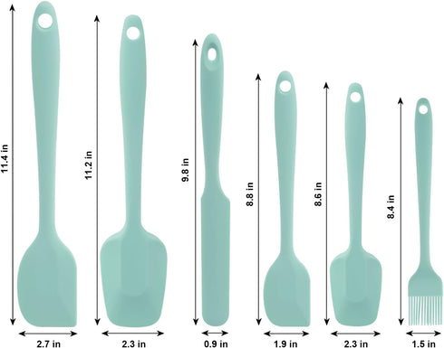 Light Green Silicone Spatulas Set, Heat Resistant Rubber Spoon Spatula, Non-Stick Scrapers for Baking Mixing
