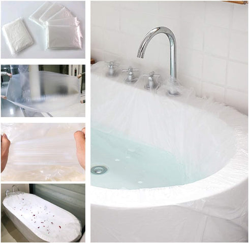 10 Pack Disposable Bathtub Cover Liner - Ultra Large Plastic Bag for Salon, Household and Hotel Bath Tubs