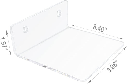 Bigfety Acrylic Small Floating Shelves for Wall, 3-Ledges Clear Mini Display Floating Shelf with Adhesive or Screw