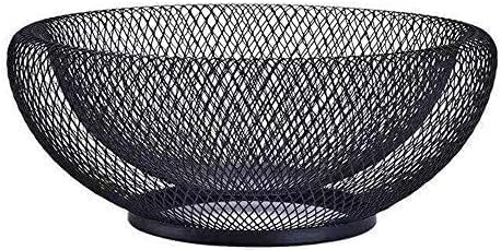 Decorative Metal Fruit Bowl, 10 Inch Black Candy Dish Holder Stand for Kitchen Counter Dining Room Table