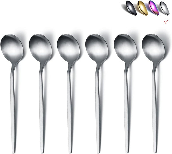 Teaspoons 6 Piece - 6.6'' Stainless Steel Small Spoons, Tea Spoons for Home, Kitchen, Dishwasher Safe