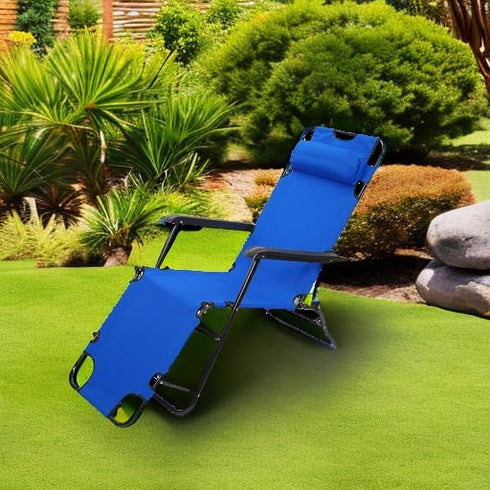 Kcelarec Outdoor Folding Chaise Lounge Chair, Patio Sun Lounger Reclining Beach Chair Sun Patio Pool Lawn Recliner