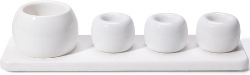 Dersyer 4 Pack Mini Ceramic Toothbrush Holder Stand with 1 Pack Water Absorbing