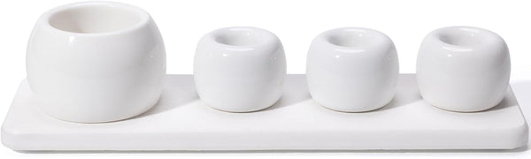 Dersyer 4 Pack Mini Ceramic Toothbrush Holder Stand with 1 Pack Water Absorbing