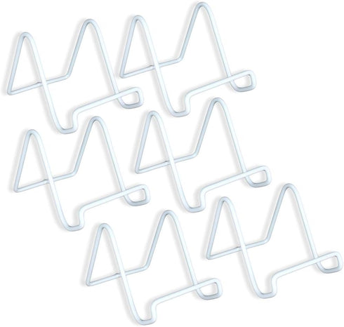 BANBERRY DESIGNS Wire Easel Plate Stands Display Holder, White Metal, 3 Inch, Pack of 6