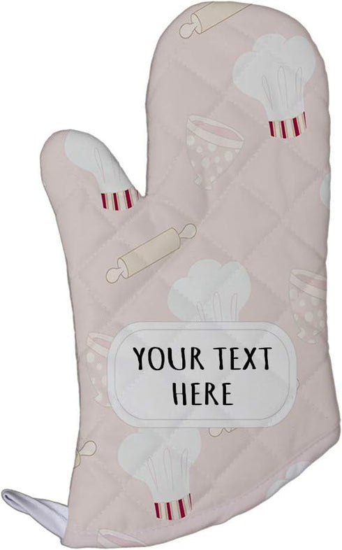 Style In Print Polyester Oven Mitt, Custom Baking Pattern, Brown White Adults Kitchen Mittens