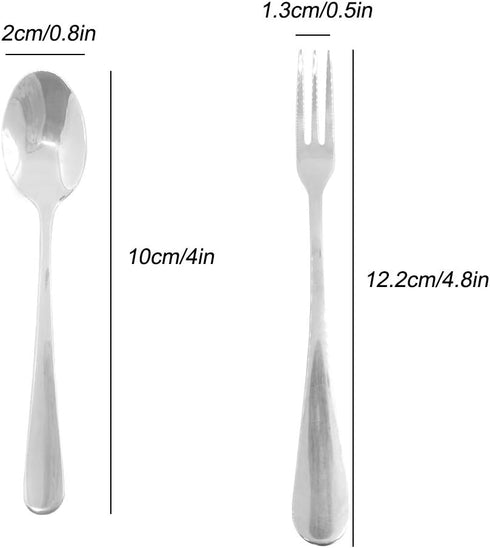 Set of 16 Mini Coffee Spoons (4 inch) and Stainless Steel Forks (4.8 inch), DaKuan Dessert Forks & Spoons for Tea,