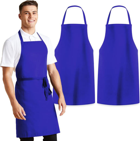Unisex Bib Aprons, 100% Polyester Chef Apron with Extra Long Ties for Cooking