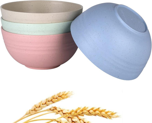 WANBY Lightweight Wheat Straw Cereal Bowls, Unbreakable Dinner Dishes, Dishwasher & Microwave Safe (Small 4 Pack 4.5')