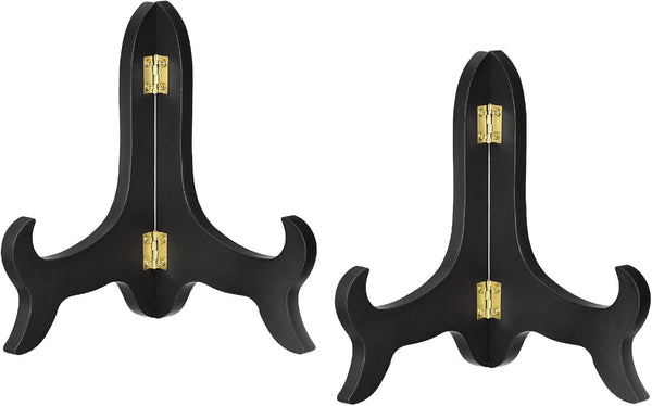 uxcell 2pcs 6" Easel Plate Holder - Wooden Folding Display Stand for Decorative Picture Frames