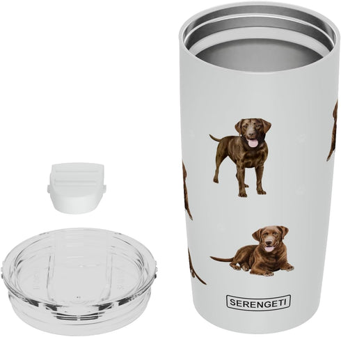 SERENGETI 20 Oz. Stainless Steel Tumbler, Vacuum Insulated with Spill Proof Lid, 3D Print, Chocolate Labrador