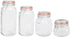 Home Basics 4 Piece Canister Set for Kitchen, Clear Glass with Metal Latches & Silicone Seals