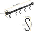 MIAOHUI Kitchen Rail with Hooks - Pot Hangers for Wall Mount, Utensil Rack with Removable S Hook, Aluminum, Black
