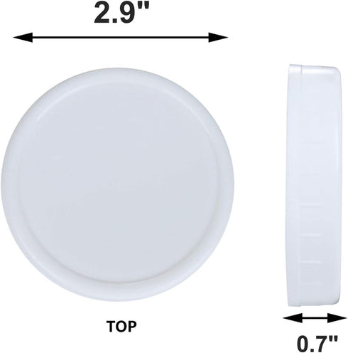 2 Dozen Regular Mouth Mason Jar Lids - Plastic Storage Caps for Canning Jars, Standard, Dia 70mm, White