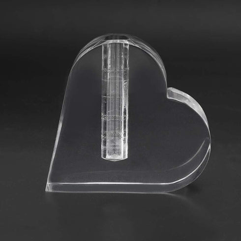 24k Rose Display Stand - Heart-Shaped Stand for Single Real Roses or Artificial Flower Base, Transparent Shelf Support