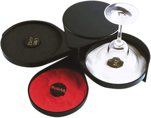 3 Tier Bar Glass Rimmer, Margarita Cocktail Salt and Sugar Rimmer, Bartender Tool (BLACK)