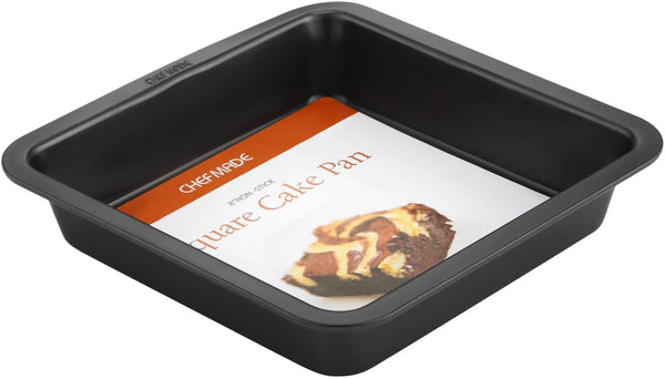 CHEFMADE Square Cake Pan, 8-Inch Non-Stick Carbon Steel Deep Dish Baking Mold for Cakes, Bread, Pizza, Cookies