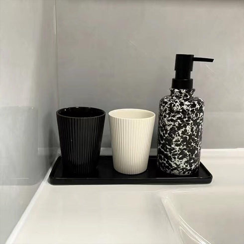 Ceramic Vertical Stripe Toothbrush Cup, Couple Ceramic Toothbrush Cup, Bathroom Tumbler, Striped Ceramic Coffee Mug