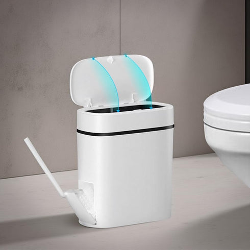 Bathroom Trash Can with Lid, 14 Liter/ 3.7 Gallon Bathroom Trash Can