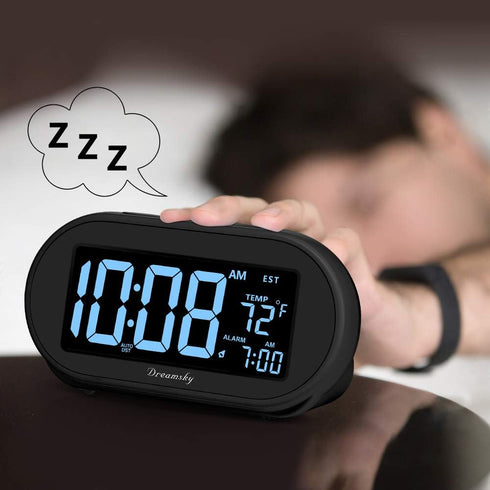 DreamSky Alarm Clocks for Bedrooms - Auto Set Digital Desk Clock with Dimmable Brightness, USB Port, Snooze