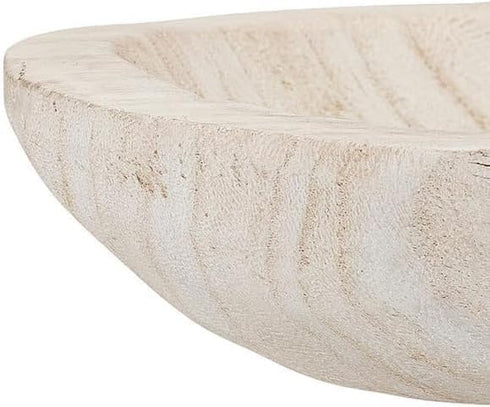 BOLTCORRSE Large Whitewashed Decorative Wood Bowl - Hand Carved Paulownia Tray for Coffee Table Centerpiece & Entryway