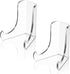 Chunful 2 Pieces Acrylic Plate Stands, Clear Easels with Deep Support Shelves for Photos and Books