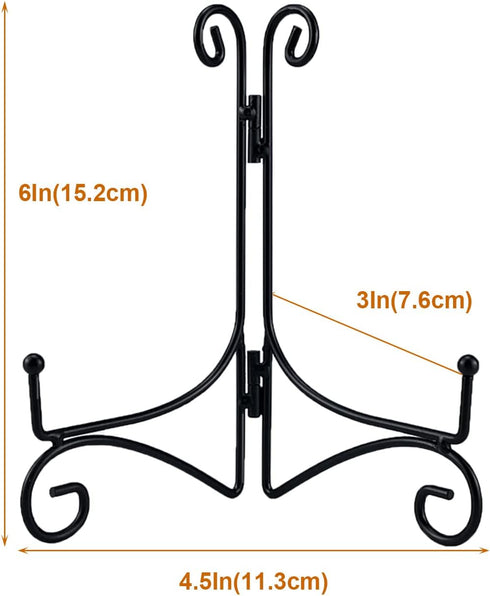 Plate Stand, 6 Inch Holder for Display, Tabletop Black Iron Easel for Photo, Picture Frame, Artwork, Decorative Plates