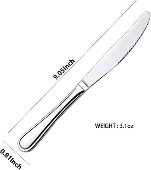 Dinner knife 4 Pieces Stainless Steel Butter Knife Set, Silver by HISSF