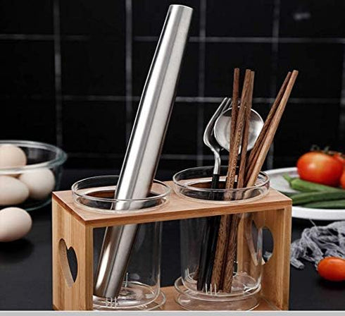Smooth Stainless Steel Rolling Pin for Baking Pizza, Pie, Pastry, Dough, Cookies (12.8 inches)