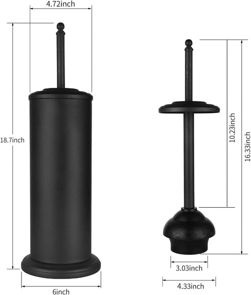 Toilet Plunger with Holder for Bathroom, Powerful Efficient Suction Cup, Heavy Duty Deep Cleaning Tool