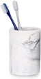 ZCCZ Toothbrush Holder for Bathroom, Marble Look Electric Toothbrush and Toothpaste Organizer, White Design Cup