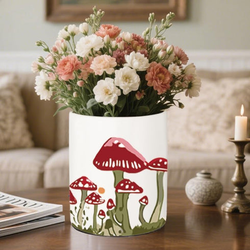 6.5 Inch Mushroom Kitchen Decor, Ceramic Utensil Holder Bee Decor, Farmhouse Indoor Kitchen Decorative Utensil Rack
