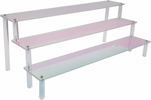MY MIRONEY 3 Tier Acrylic Riser Display Shelf Iridescent Display Stand Figurines