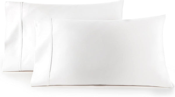 HC Collection Pillow Cases Standard/Queen Size Set of 2 - Microfiber, Extra Soft, White