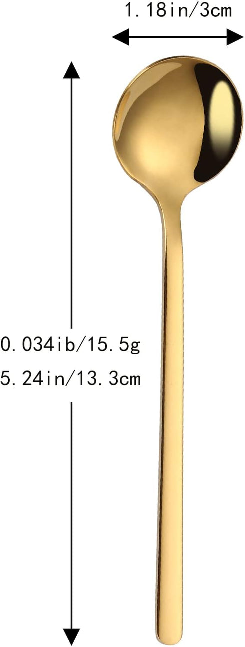 12 Pieces Mini Gold Stainless Steel Espresso Spoons, 5.24 Inch Demitasse Spoons for Dessert, Cake, Ice Cream