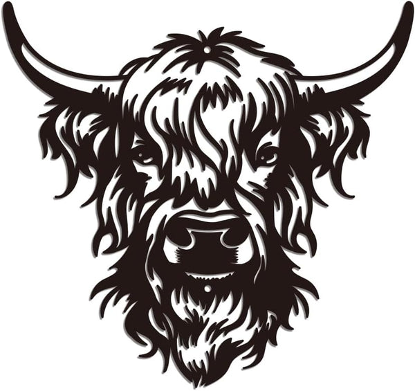 WADORN Metal Wall Decor, Cow Head Iron Wall Art Decoration, Black Wrought Iron Scroll Vine for Indoor Outdoor Decor