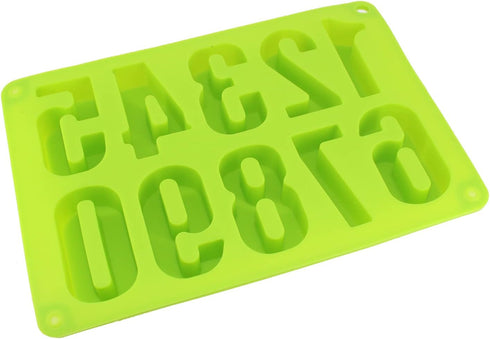 Large Silicone Number Mold 0-9, Chocolate Cake Biscuit Jewelry Gummy Baking Pan, Green Soft Mold