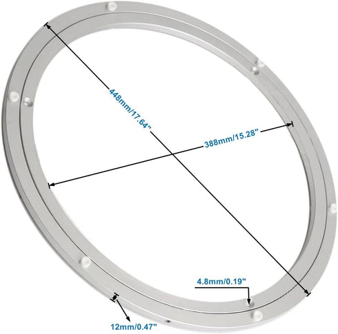 Heavy Duty Aluminum Lazy Susan Rotating Turntable Bearing Swivel Plate for Dining Table (18 inch (12mm))